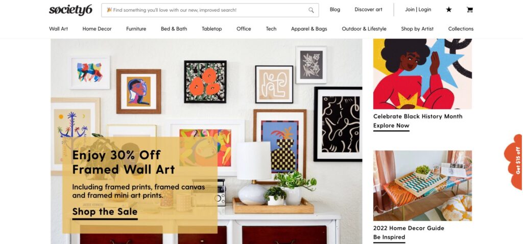 How To Sell Art Online And Make Money In 2024 Complete Detailed Guide   Screenshot Of Artist Designed Wall Art Home Decor Tech And More   Society6 1024x479 