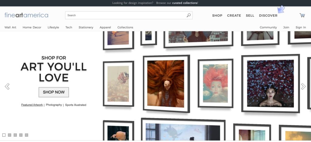 write about the various websites available for selling artwork