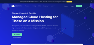 Screenshot of the Cloudways homepage.