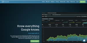 Screenshot of the Nozzle IO homepage one of the best google keyword rank checkers.