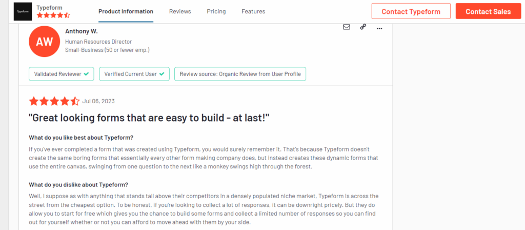 Typeform 2023 Pricing, Features, Reviews & Alternatives