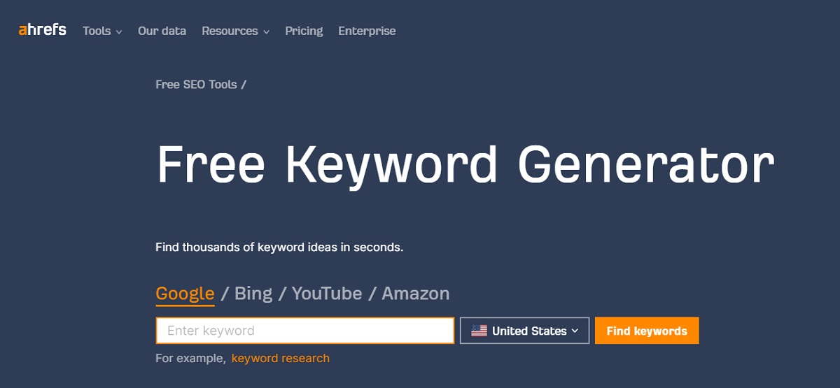 Ahrefs Free keyword generator.