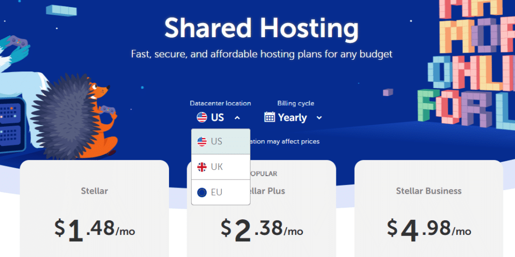 Namecheap vs GoDaddy: Namecheap hosting pricing screenshot