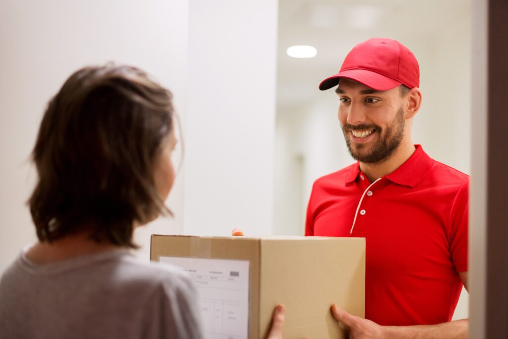 courier delivering parcel