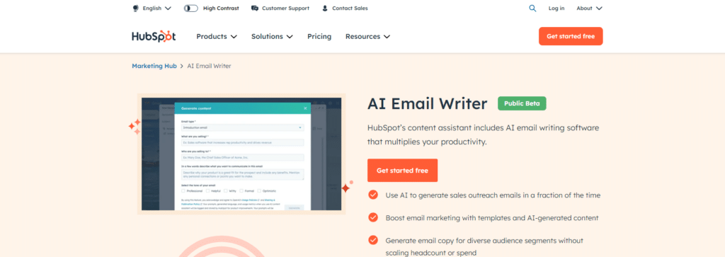 hubspot ai email writer