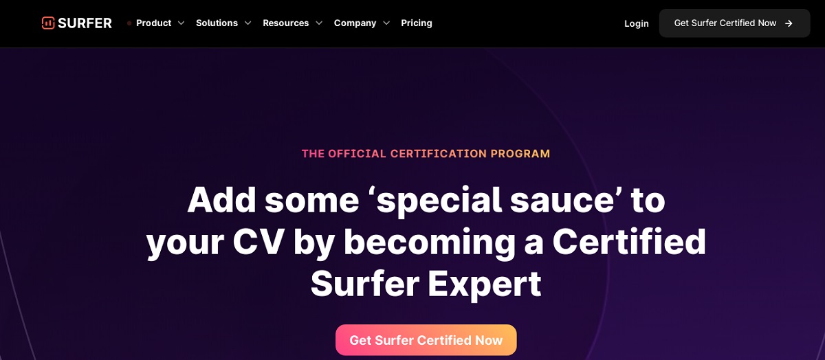 Surfer Expert certification.